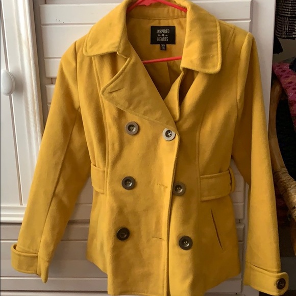 Inspired Hearts Jackets & Coats Mustard Yellow Pea Coat Poshmark